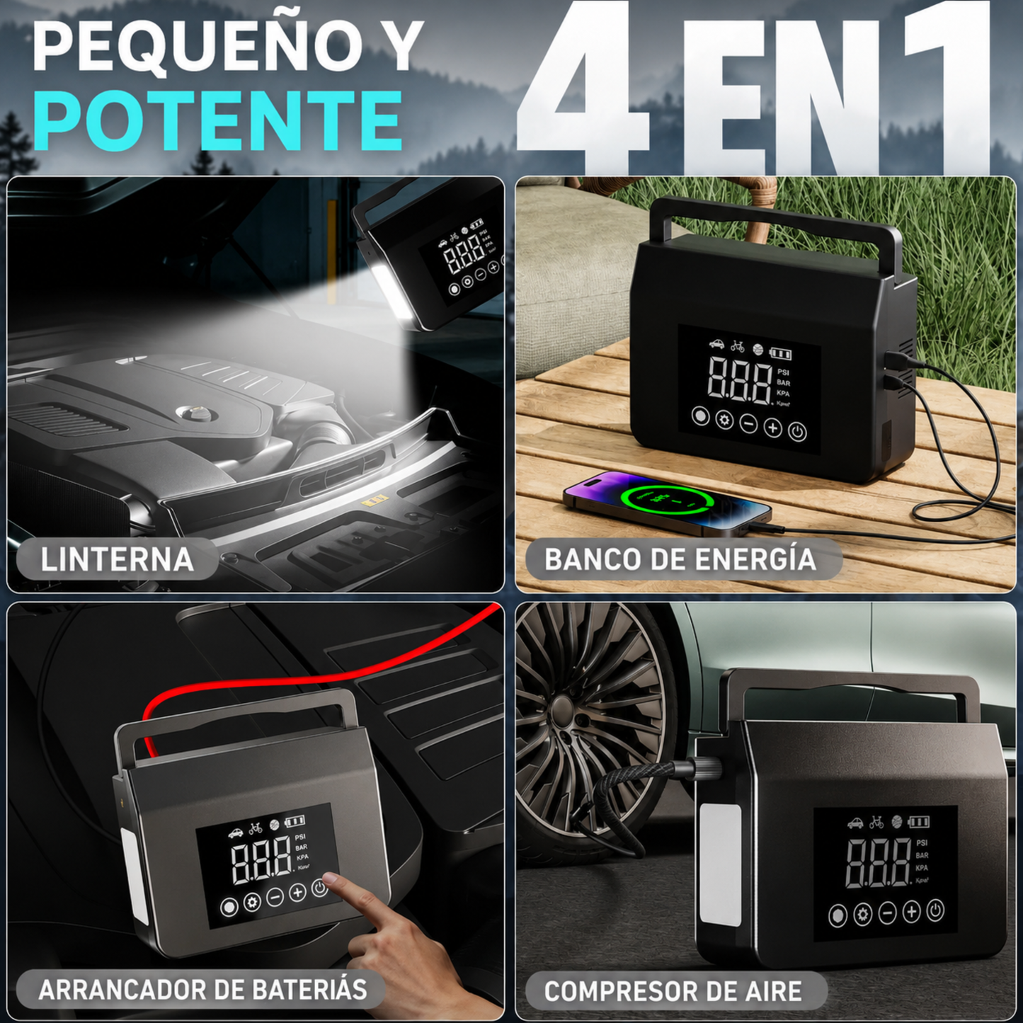 Arrancador de Emergencia 4 en 1 Zen®
