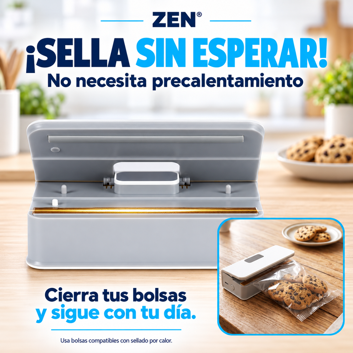 Mini Sellador de Bolsas Recargable Zen®