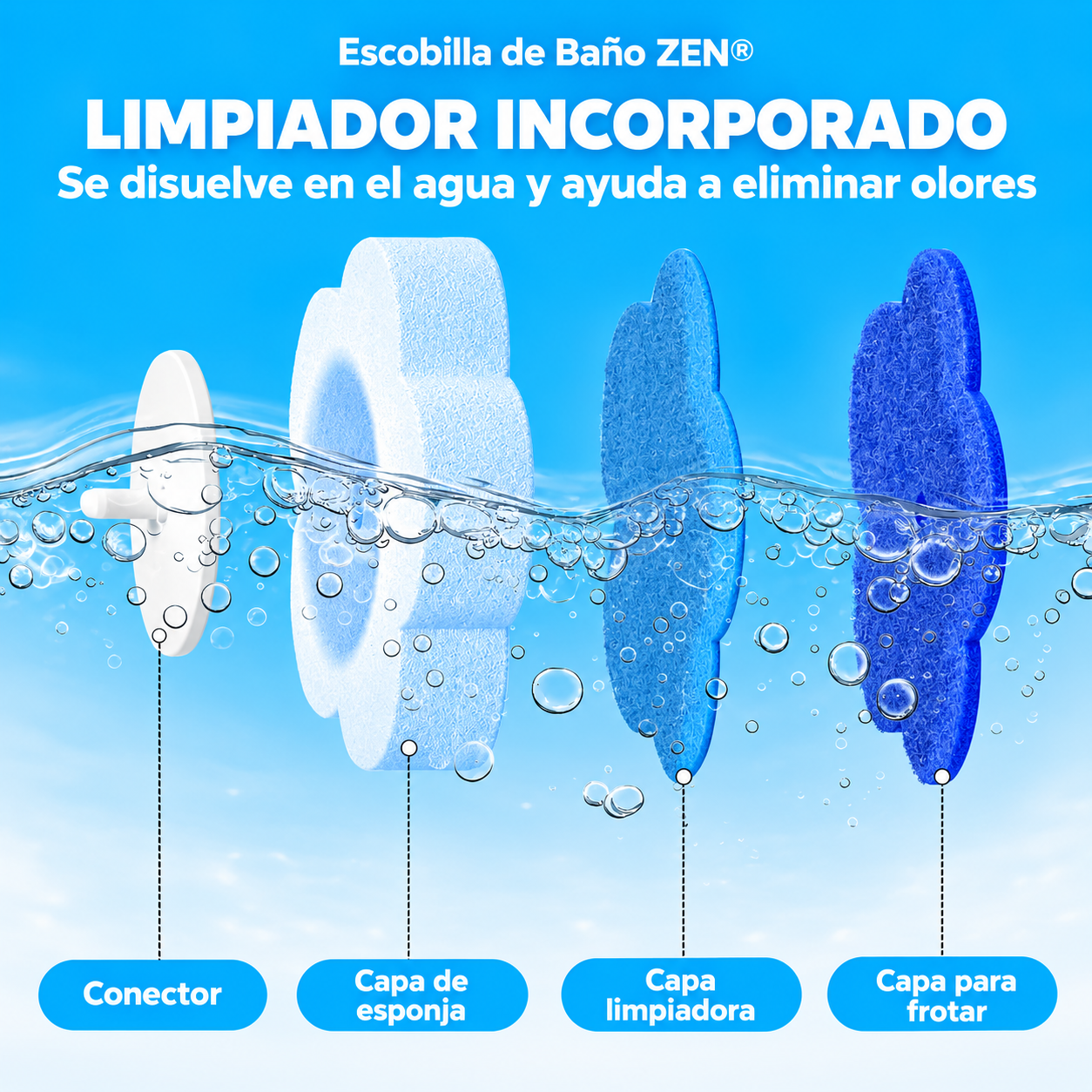Escobilla de Baño con Cabezales Desechables Zen®