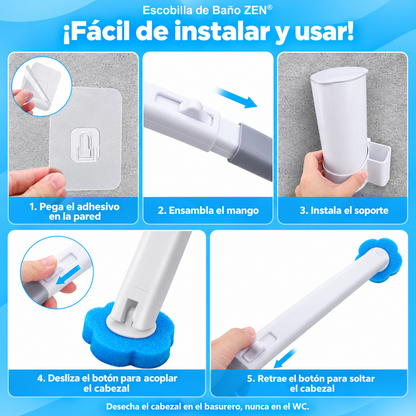 Escobilla de Baño con Cabezales Desechables Zen®