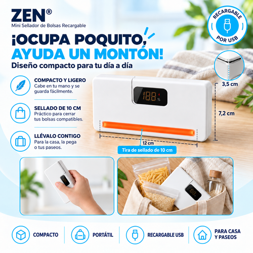 Mini Sellador de Bolsas Recargable Zen®